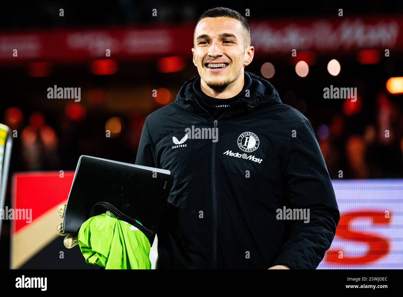 Rotterdam - Goalkeeper Plamen Andreev of Feyenoord during the sixteenth round of the Eredivisie season 2024/2025. The match is set between Feyenoord a Stock Photo