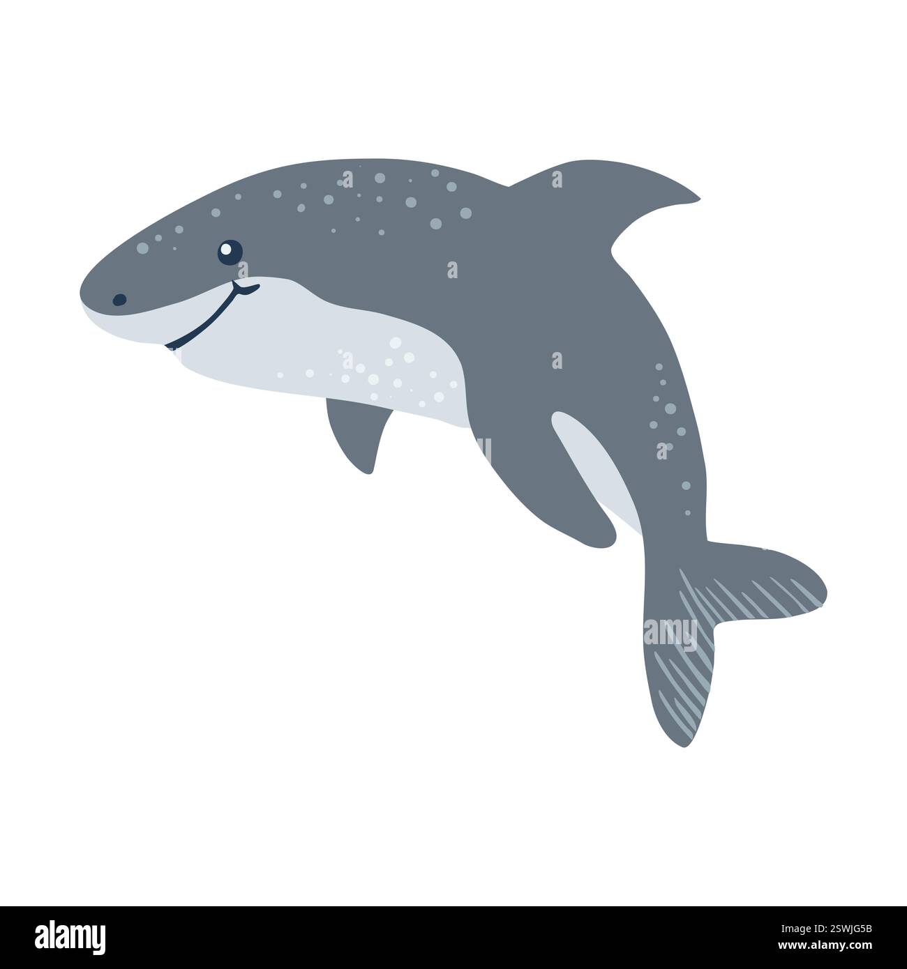Funny blue dolphin isolated on white. Vector illustration Stock Vector
