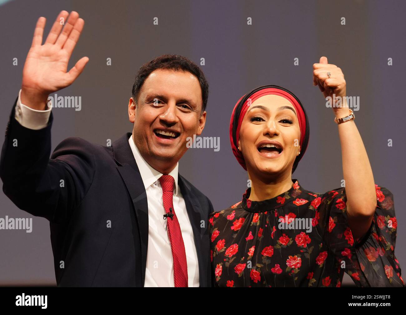 Scottish Labour leader Anas Sarwar alongside his wife Furheen Ashrif ...