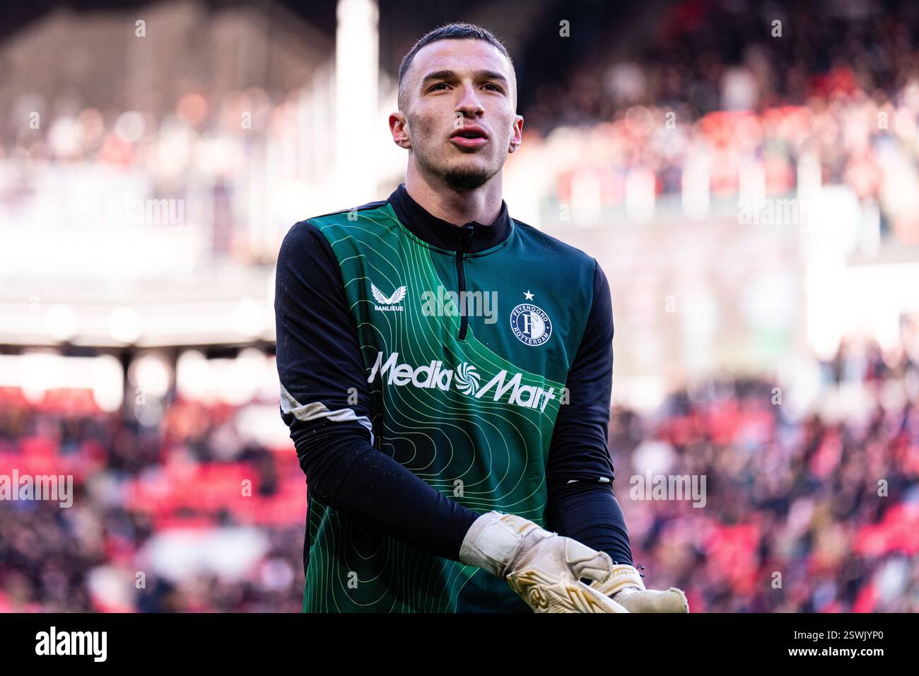 Eindhoven - Goalkeeper Plamen Andreev of Feyenoord during the seventeenth round of the Eredivisie season 2024/2025. The match is set between PSV and F Stock Photo