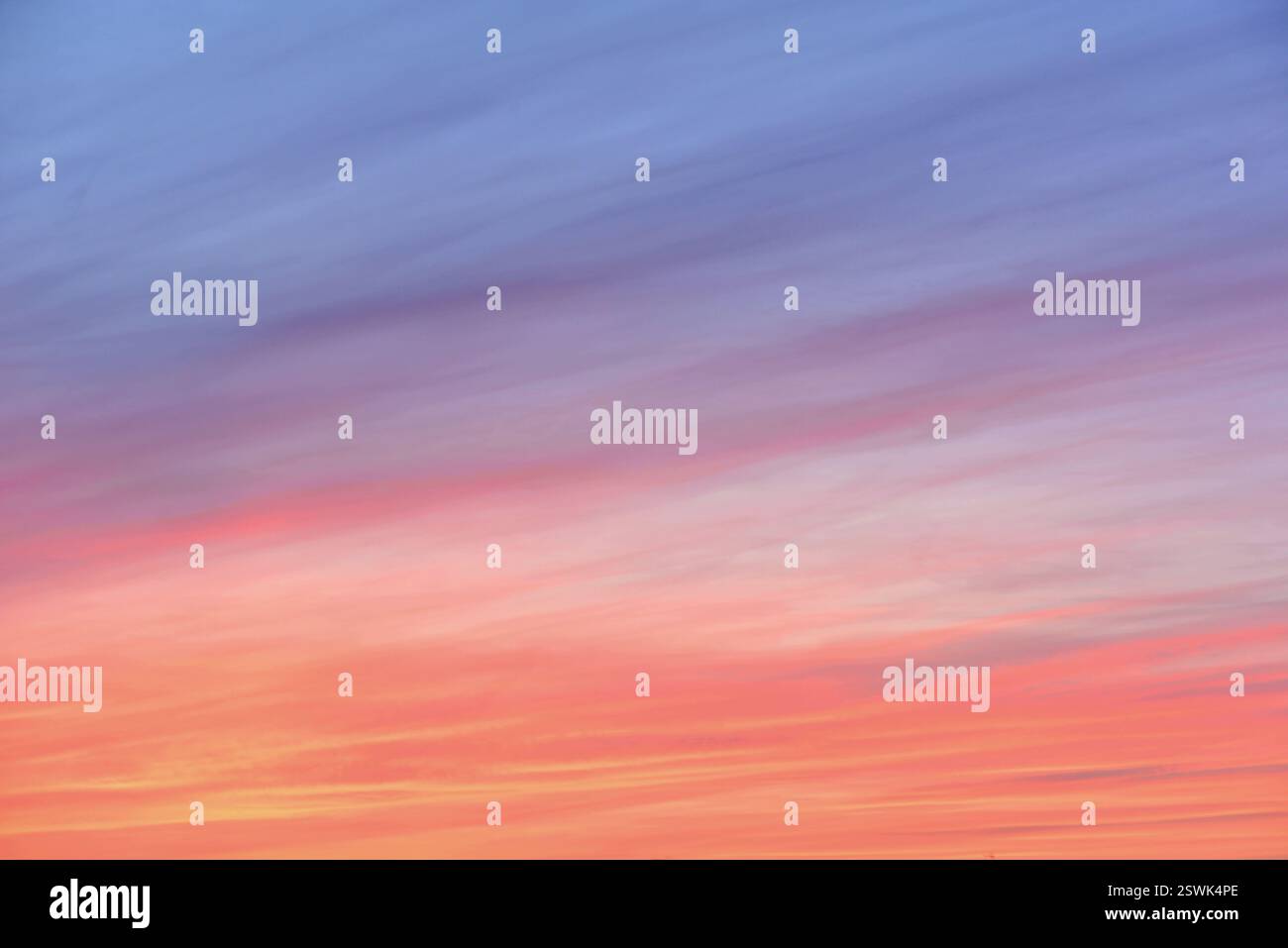 Sunset with colorful rays diagonally across the sky Stock Photo