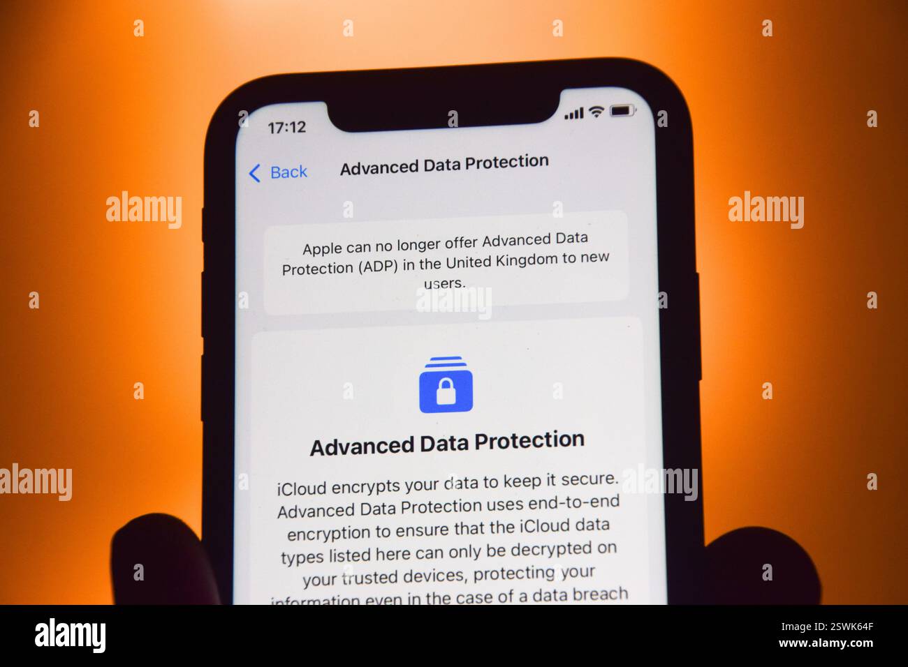 London, UK. 21st February 2025. An iPhone displays that ADP is not ...
