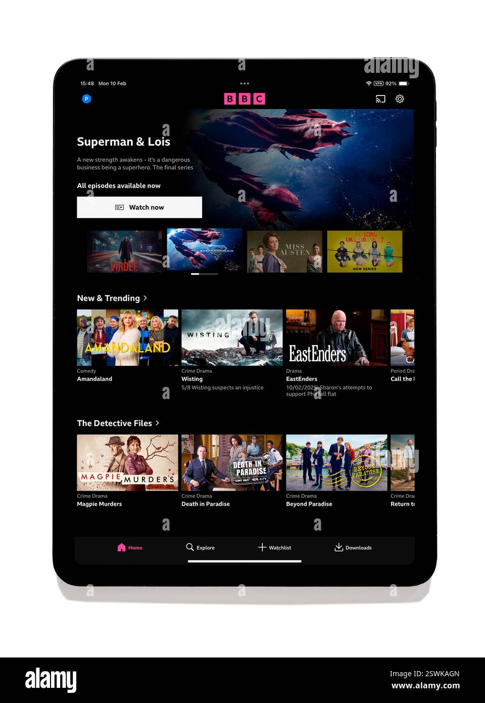 BBC iPlayer app on an iPad Stock Photo