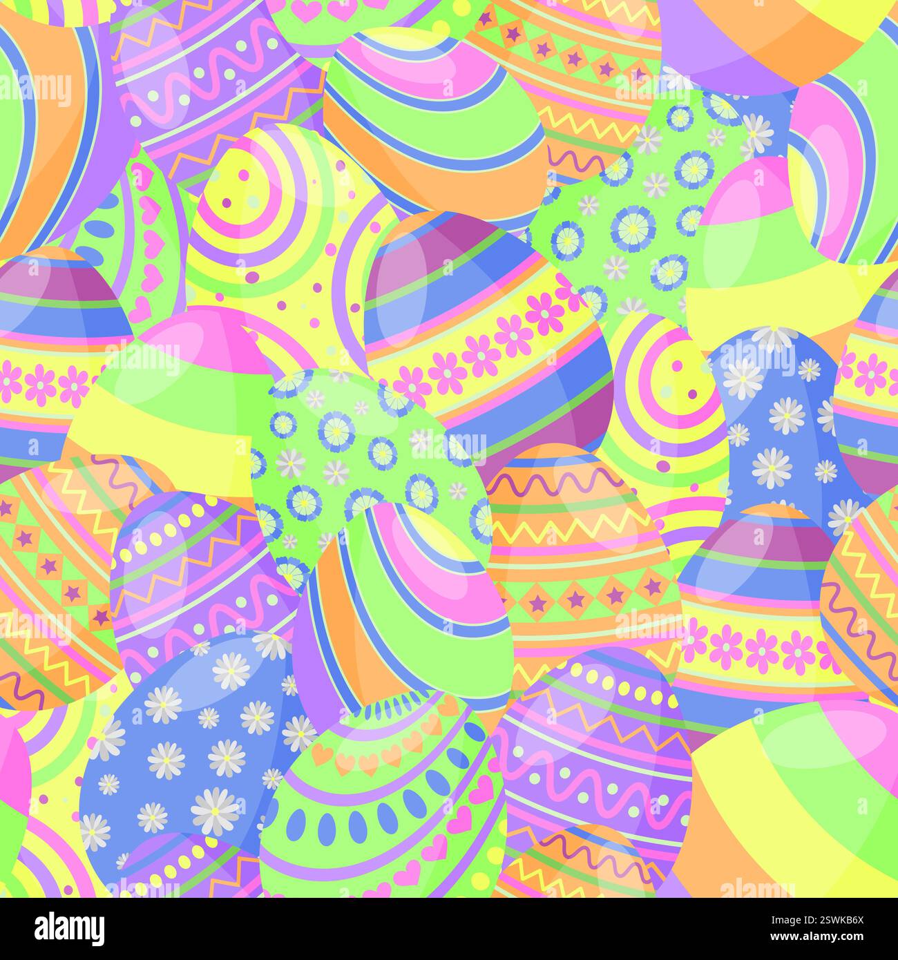 Colorful Easter Eggs Seamless Pattern Background Stock Vector