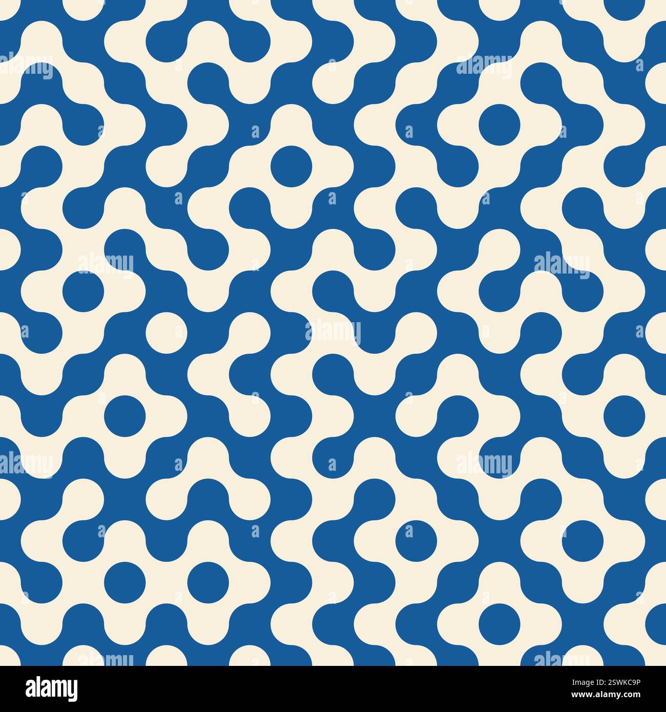 Truchet tile round shapes seamless pattern. Background with rounded lines. Modern mosaic infinity pattern. Stock Vector
