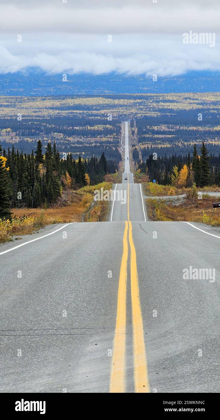 The Edgerton Highway impresses with the size of its downhill straight - Smartphone Captured Stock Image