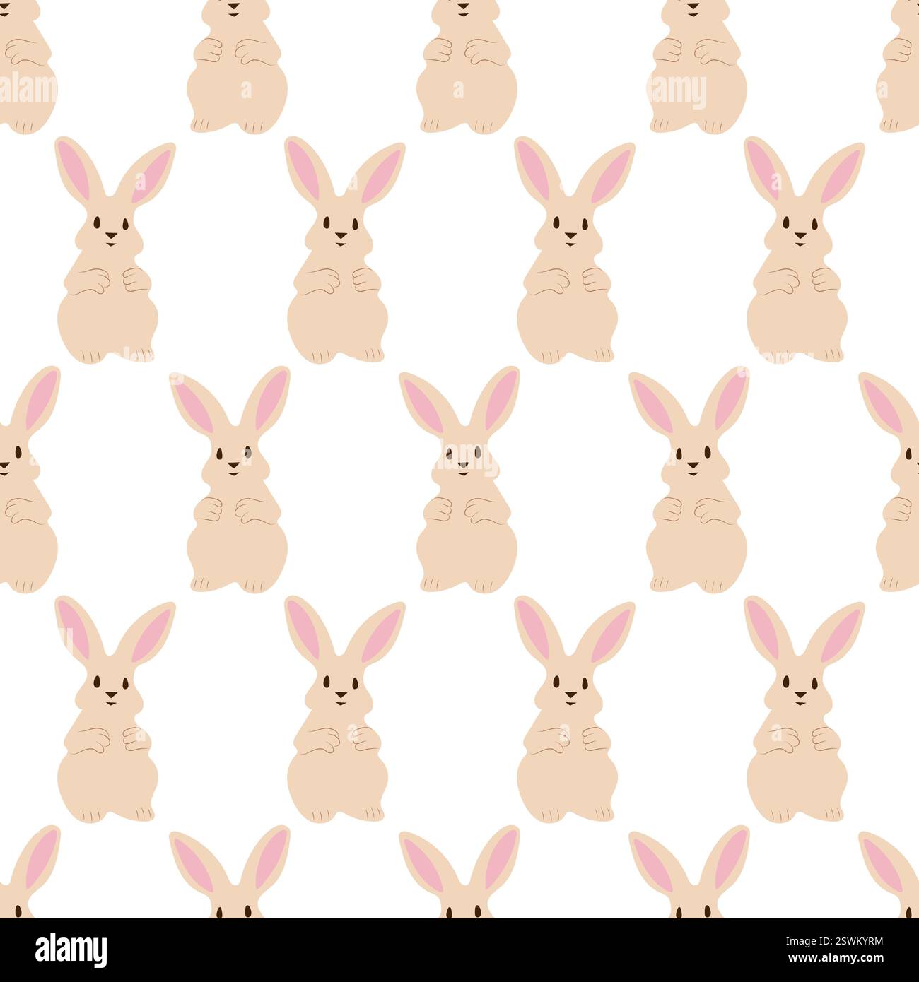 Cute rabbit pattern featuring playful bunnies on a white background in ...