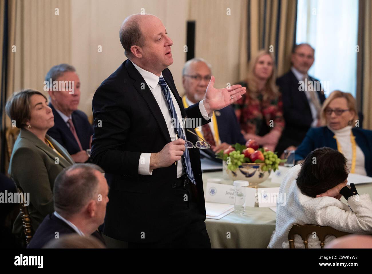Colorado Gov. Jared Polis questions President Donald Trump after he ...