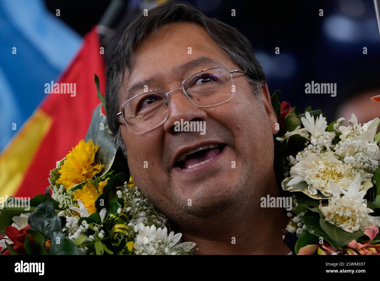 Bolivian President Luis Arce attends a Movement for Socialism party