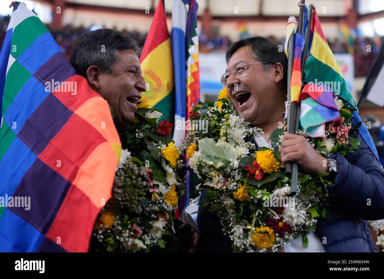 Bolivian President Luis Arce, right, and Vice President David