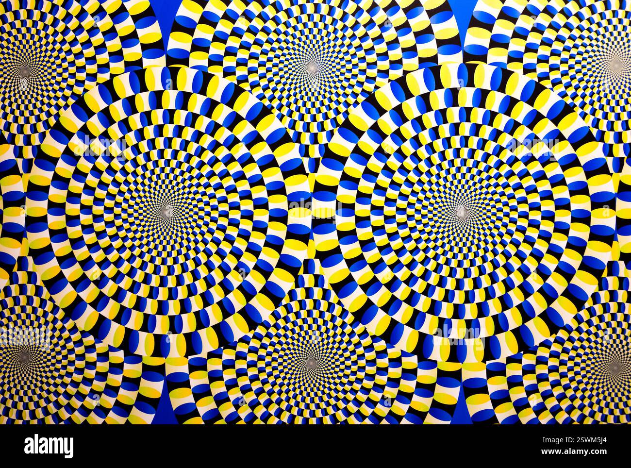 Optical illusion horizontal background. Abstract curves, geometric effect. Stock Photo