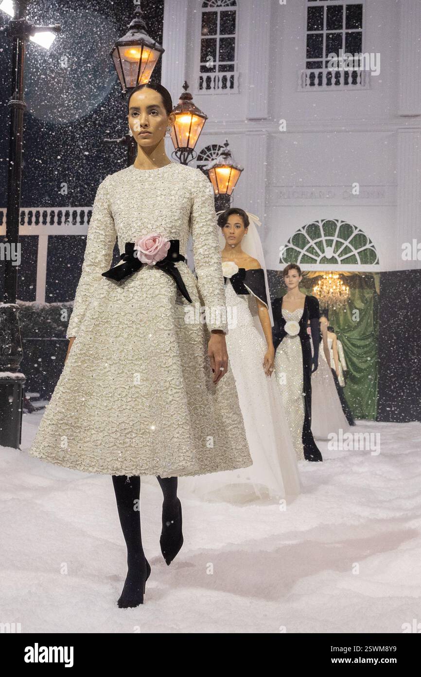 London, UK. Friday February 21, 2025. Models on the catwalk at the ...