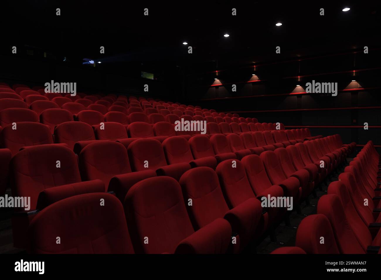 Rows of Empty Red Theater Seats in a Dark Auditorium Awaiting an ...