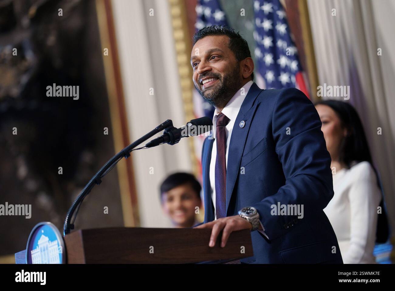 Kash Patel speaks after being sworn-in as FBI Director in the ...