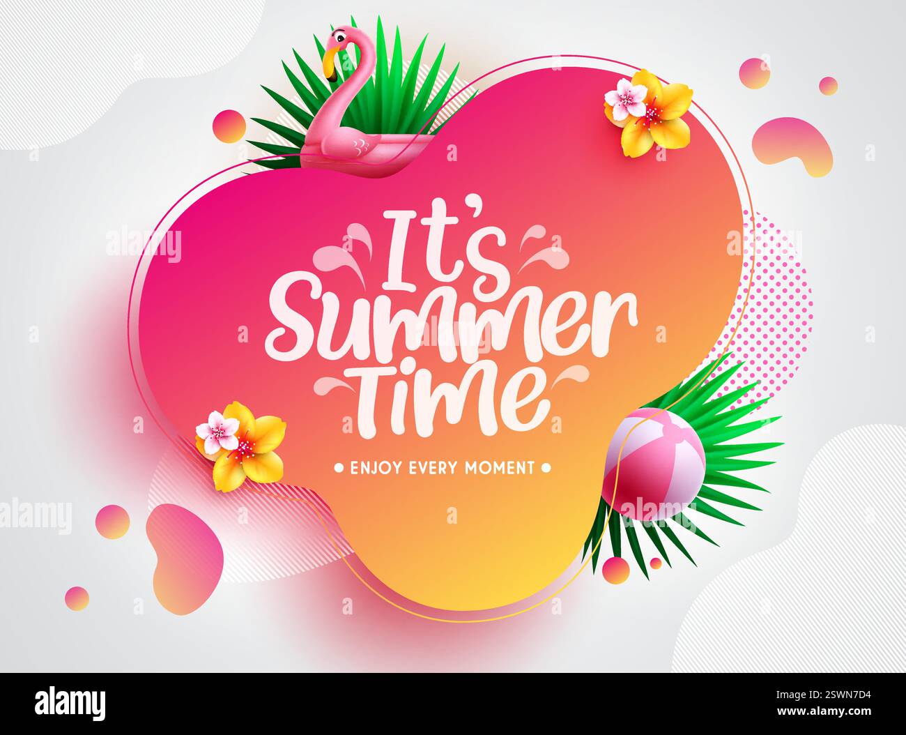 Summer time vector template design. It's summer time text in abstract ...