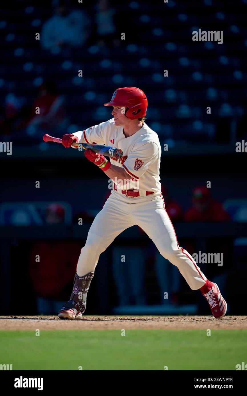 NC State Wolfpack Luke Nixon (0) squares to bunt during an NCAA ...