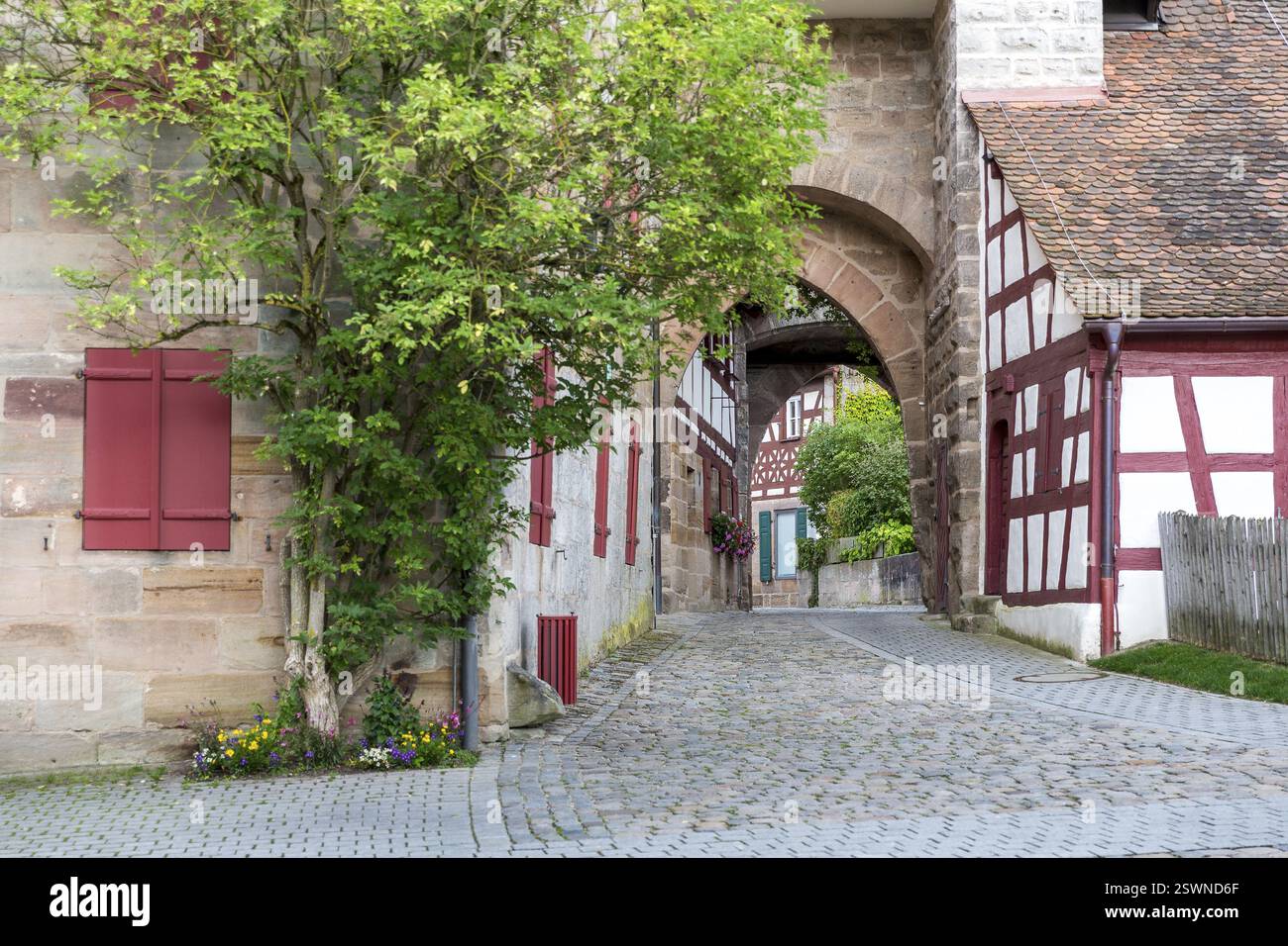 Castle gate of Cadolzburg Castle, Bavaria, Germany, Europe Stock Photo ...