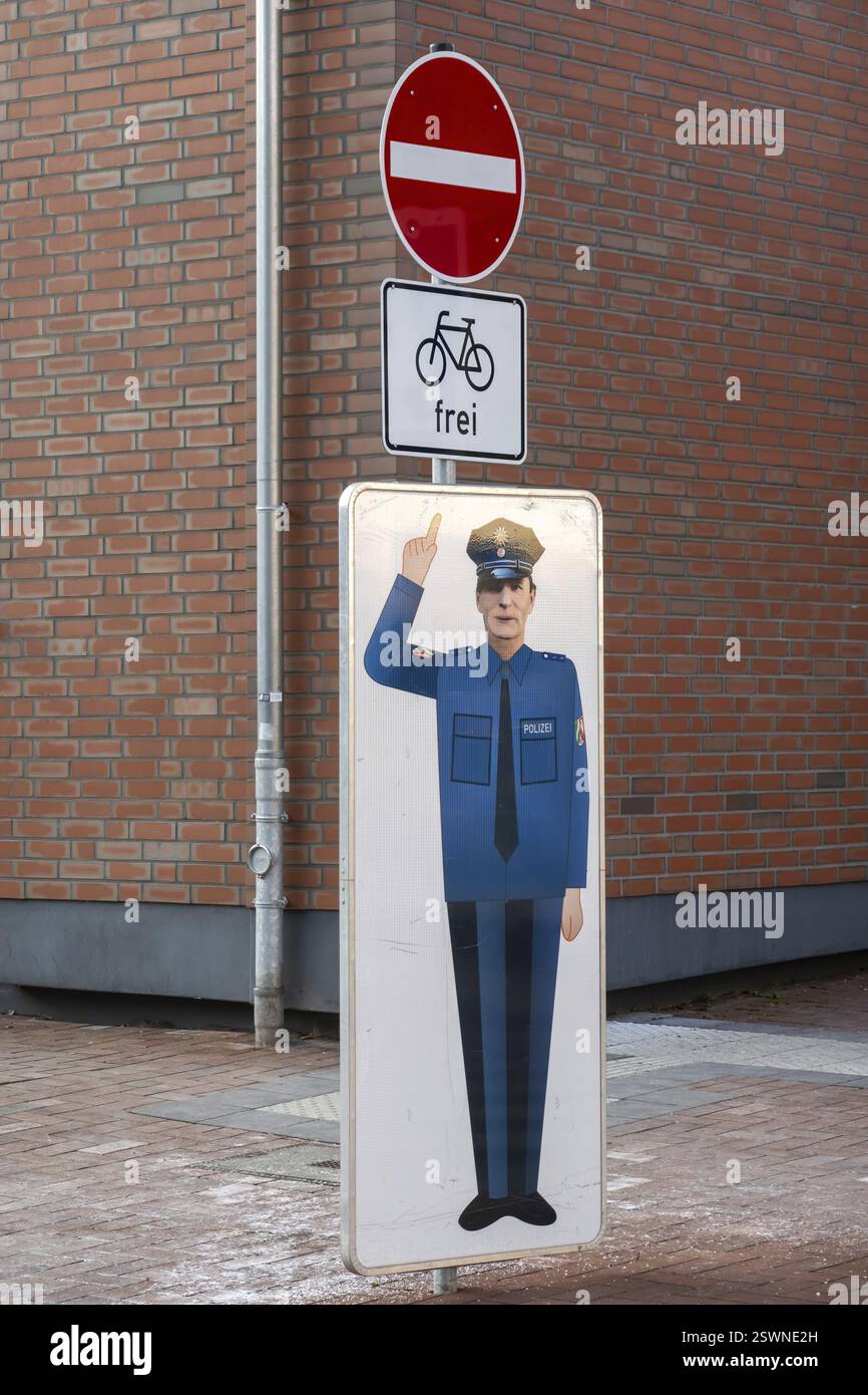 Bottrop, NRW, Germany, Vertical german police officer sign pointing ...