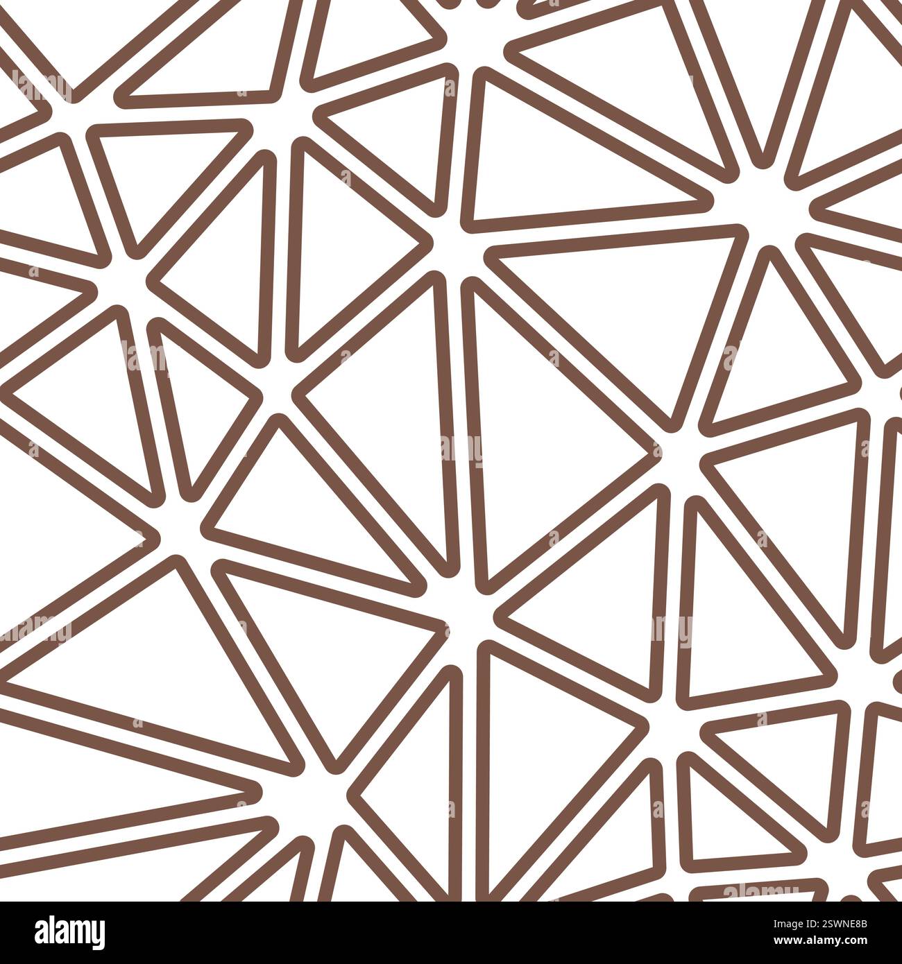 Pattern of triangle shapes. Large triangles size. Solid Color style. Rounded triangles outlined. Repeatable pattern. Cinnamon Tone. Stock Vector