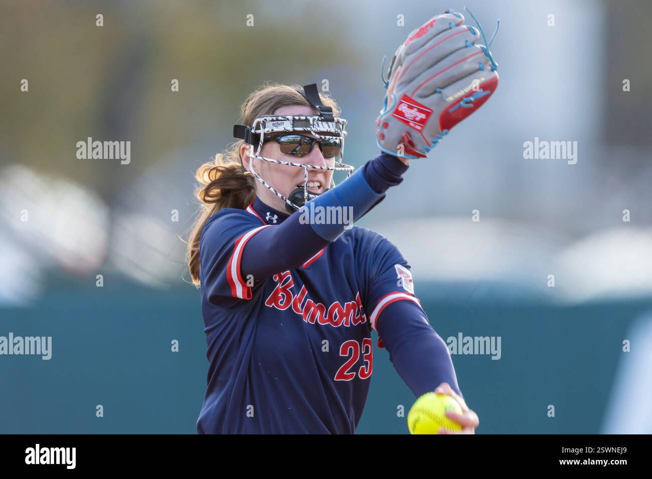 Maya Hunt Belmont pitcher Maya Johnson (23) pitches against Samford during an ...