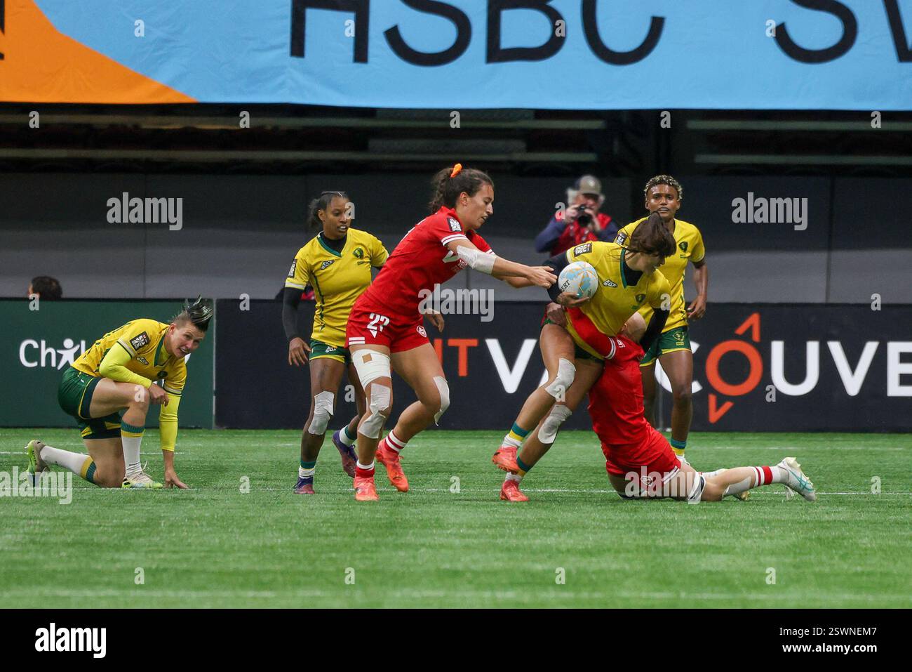 VANCOUVER, BC - FEBRUARY 21: World Rugby Sevens Series women's rugby ...