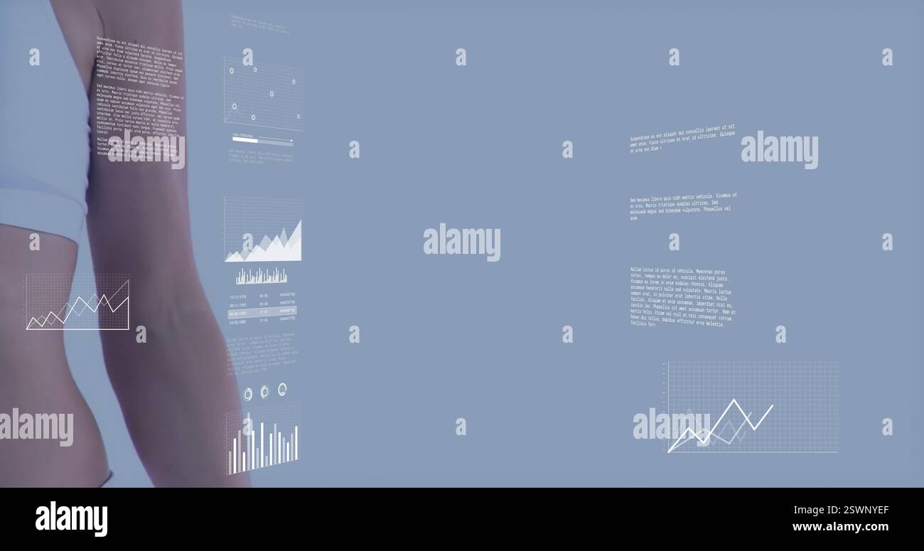 Graphs and charts image over person in business attire Stock Photo
