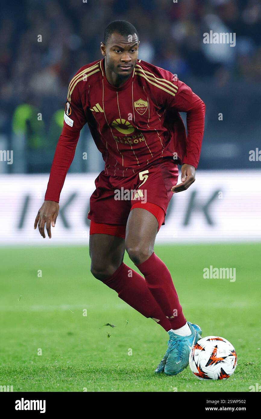 Rome, Italy. 20th Feb, 2025. Evan N'Dicka of Roma in action during the ...