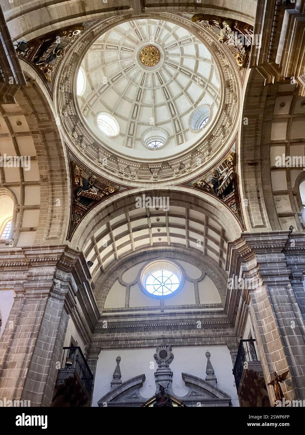 Vaulted Ceiling of the Sacristy, Samos Monastery, Galicia, Spain - Smartphone Captured Stock Image