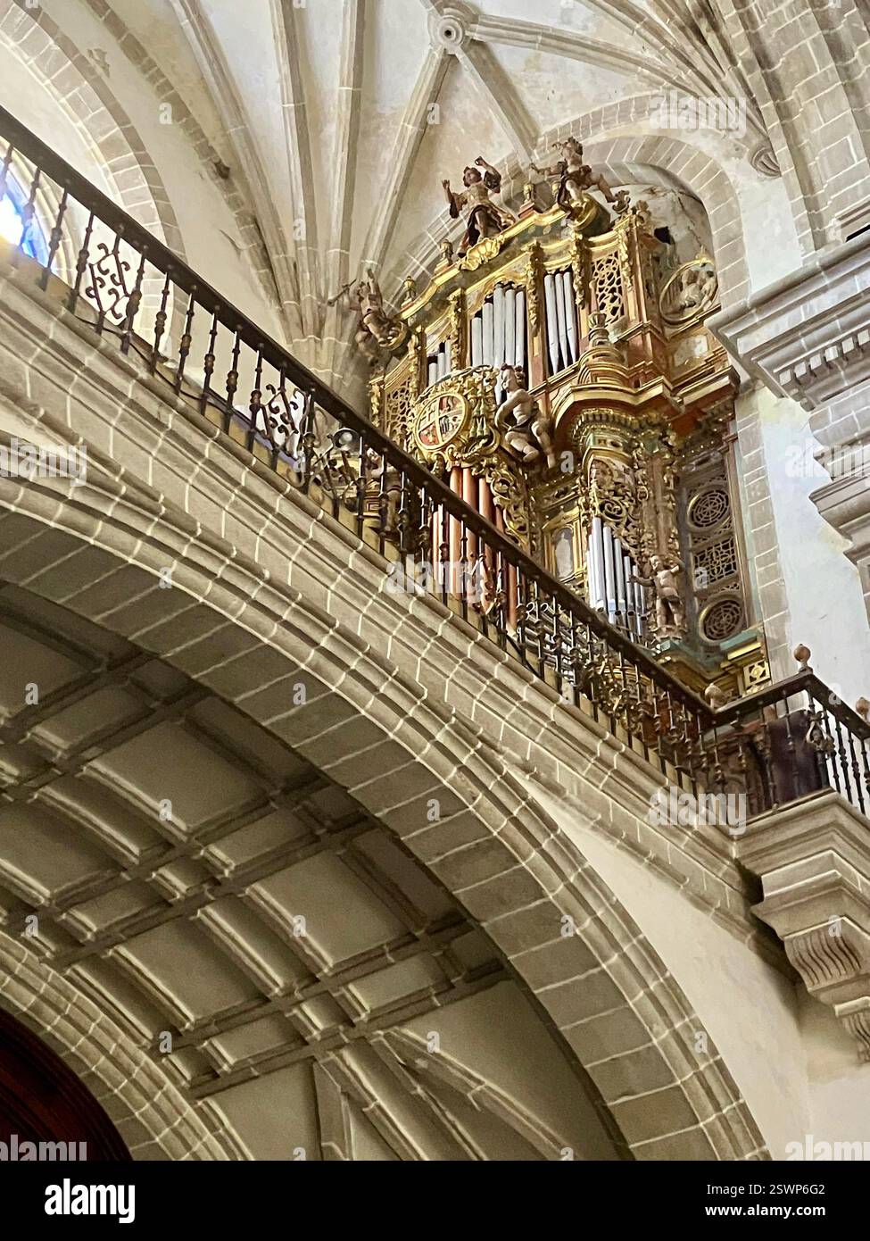 Organ within the Monastic Church of Samos Monastery, Galicia, Spain - Smartphone Captured Stock Image