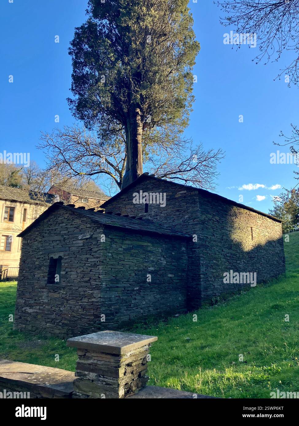 Chapel of the Cypress, Samos, Galicia, Spain - Smartphone Captured Stock Image