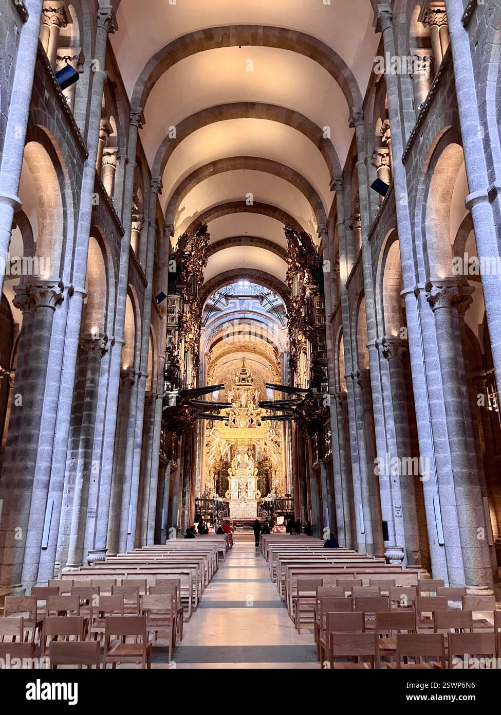 The Inside of the Cathedral in Santiago de Compostela, Galicia, Spain - Smartphone Captured Stock Image