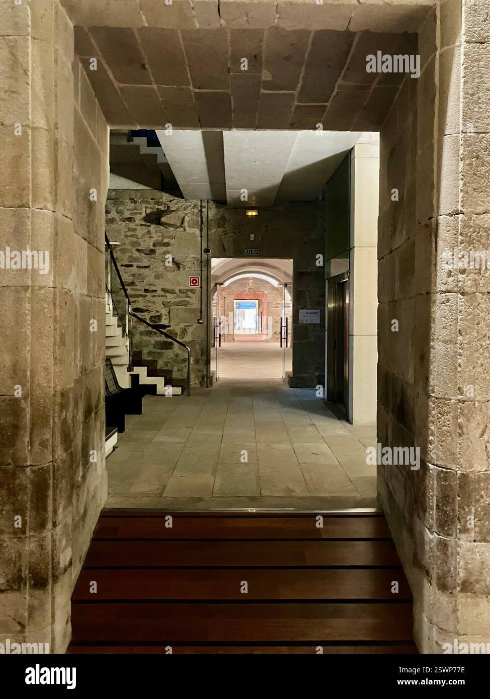 Corridor in the Mosteiro de San Martiño Pinario, Galicia, Spain - Smartphone Captured Stock Image