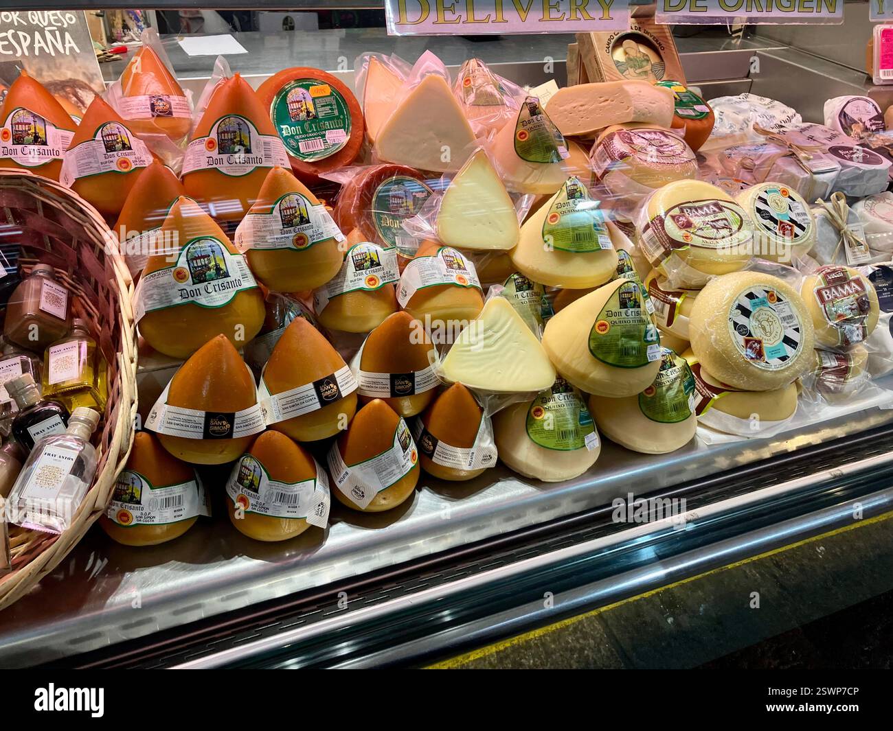 Tetilla Cheese. Speciality Galician Cheese Displayed in a Spanish Market - Smartphone Captured Stock Image