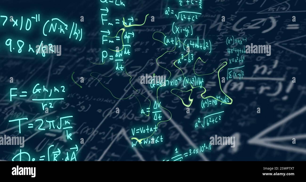 Mathematical equations and formulas image over abstract background Stock Photo