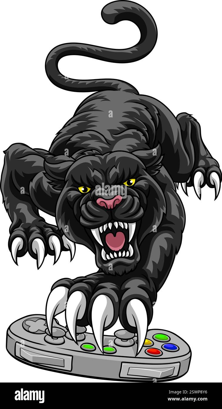 Leopard Gamer Background Black Panther Leopard Gamer Sports Team Mascot Stock Vector Image & Art ...