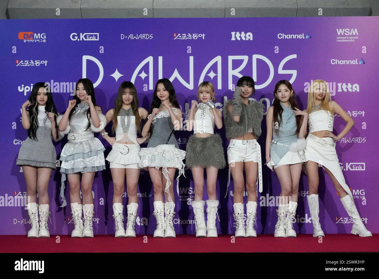 Unis Members Members of South Korean K-Pop group UNIS pose for photos during the D ...