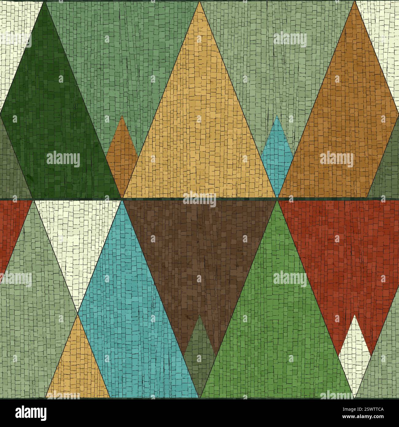 Abstract art forest mosaic style seamless pattern Stock Vector