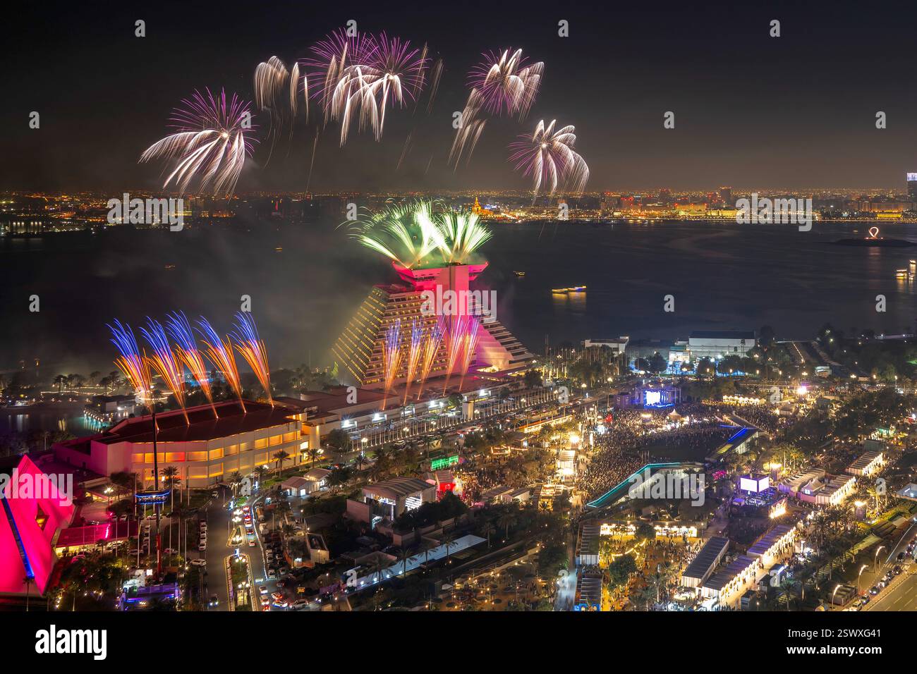 Fireworks at Qatar international Food festival 2025. QIFF 2025 Stock ...