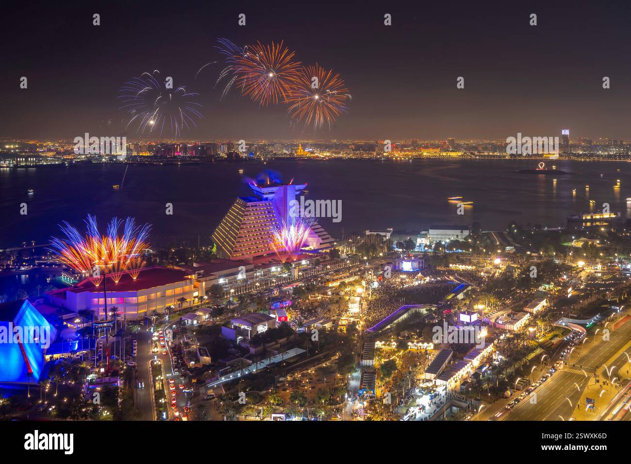 Fireworks at Qatar international Food festival 2025. QIFF 2025 Stock ...