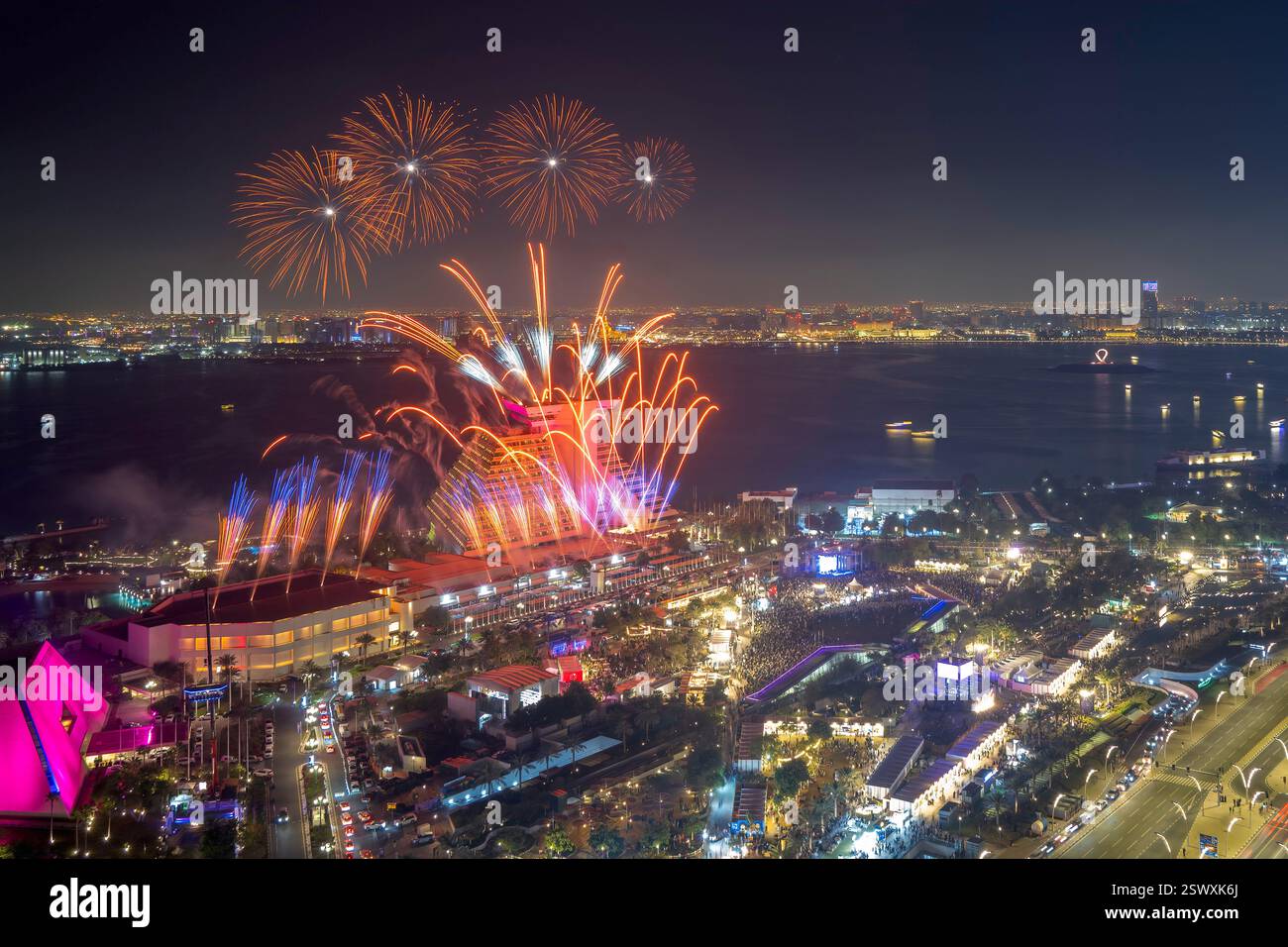 Fireworks at Qatar international Food festival 2025. QIFF 2025 Stock ...