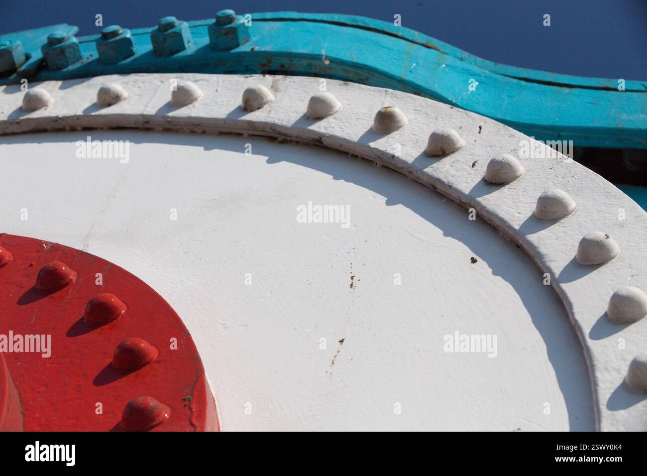 Close-up of the painted  sections of Tower Bridge Stock Photo