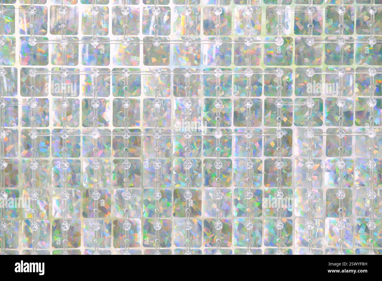 Blurred abstract pastel iridescent colored background with square glass elements. Retrowave, retro futurism, webpunk. Stock Photo