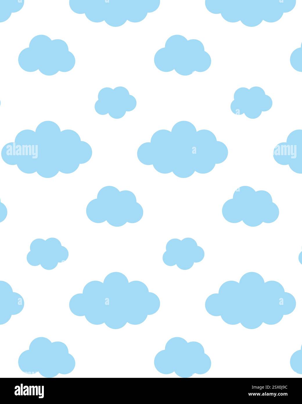 Blue clouds on white background. Vector pattern in flat style. Stock Vector