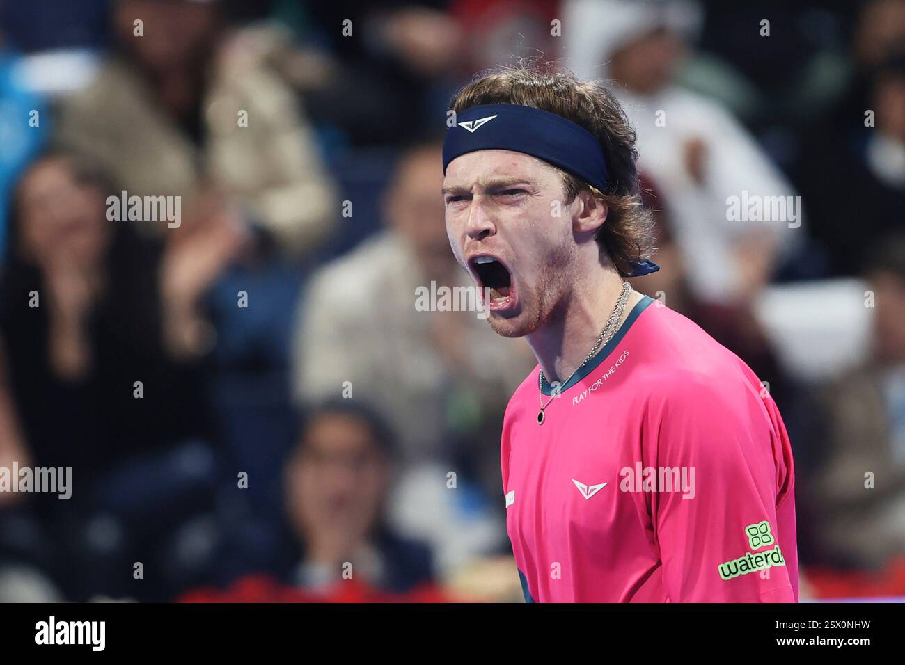 Rublev Doha Russia's Andrey Rublev reacts during the final match of the Qatar Open ...