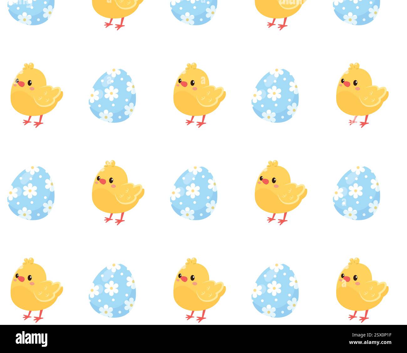 Chickens and easter eggs. Vector pattern in cartoon style. Stock Vector