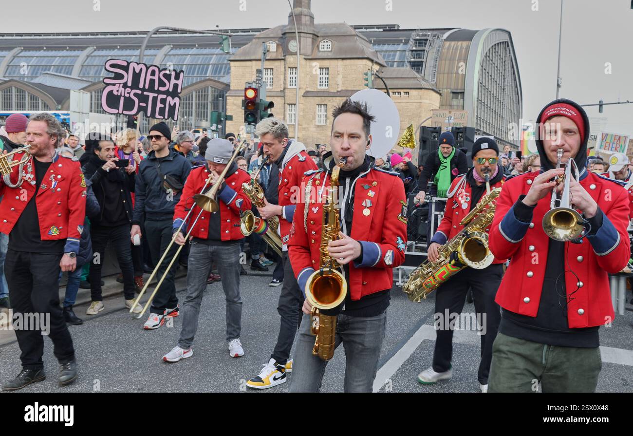 Hamburg, Germany. 22nd Feb, 2025. Members of the Hamburg band Meute