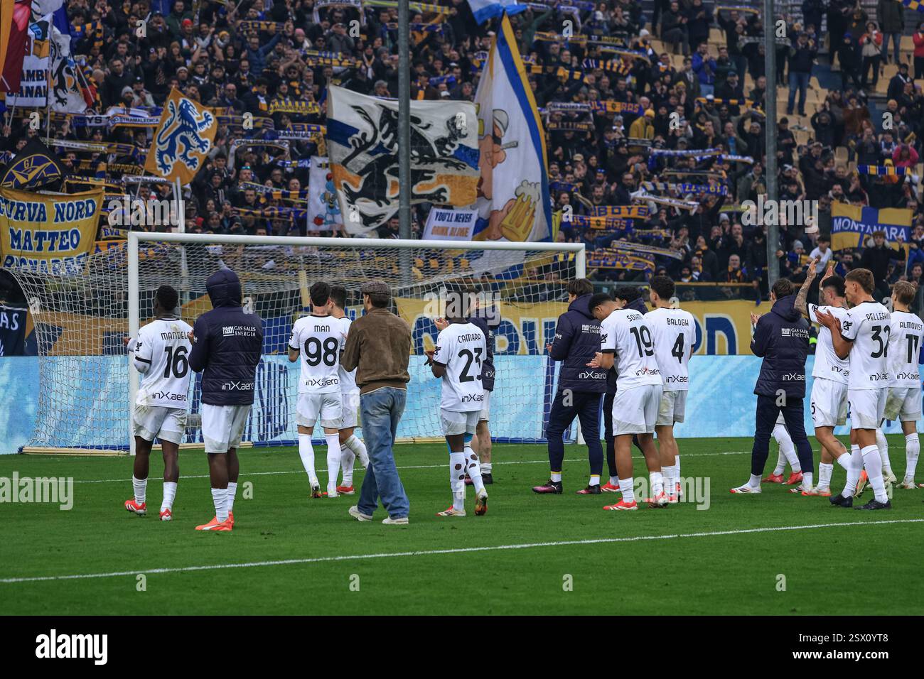 Parma, Italy. 22nd Feb, 2025. Parma Calcio greets the fans after the ...