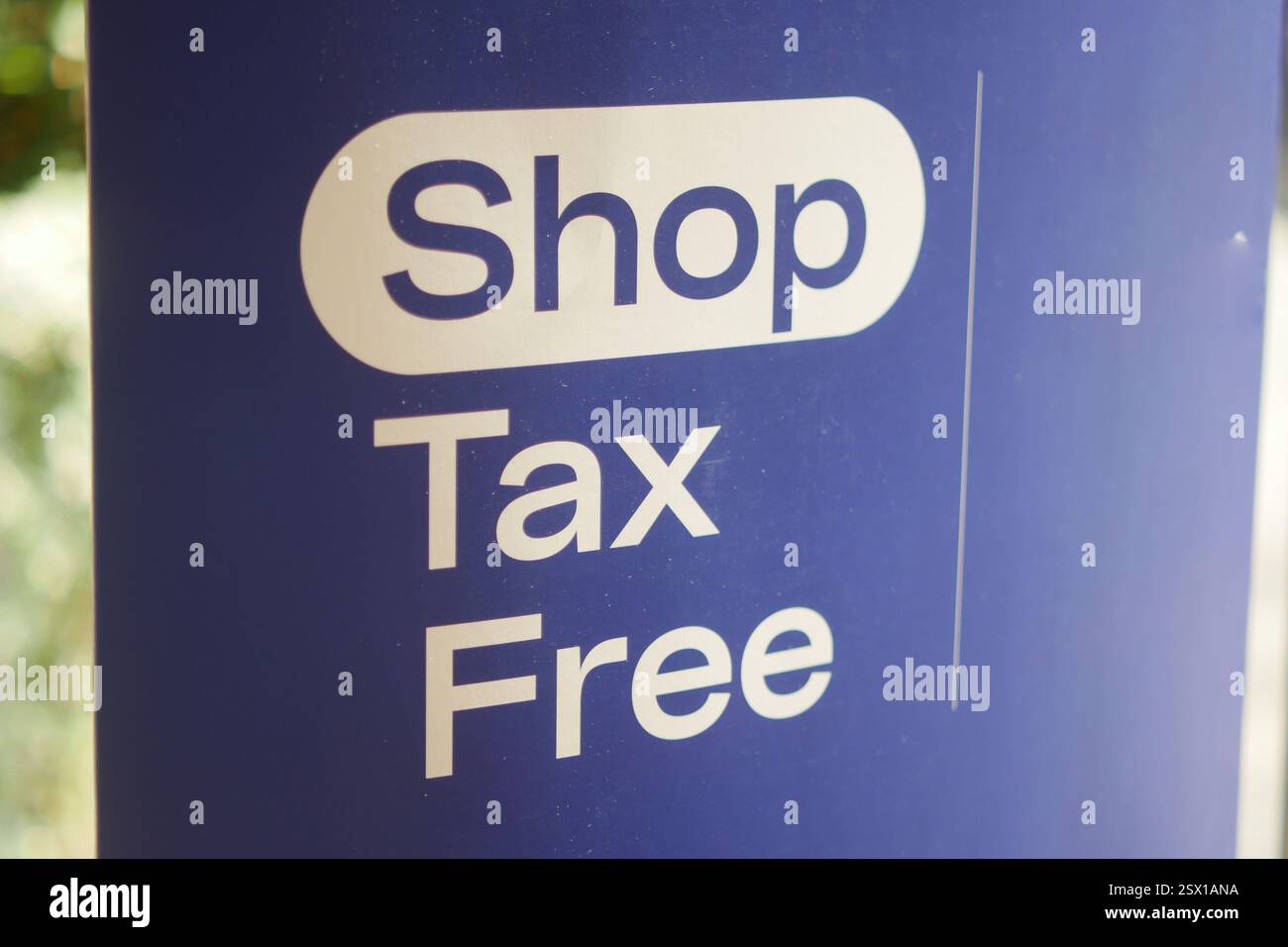 Shop sign indicating tax-free shopping opportunity in retail area Stock ...