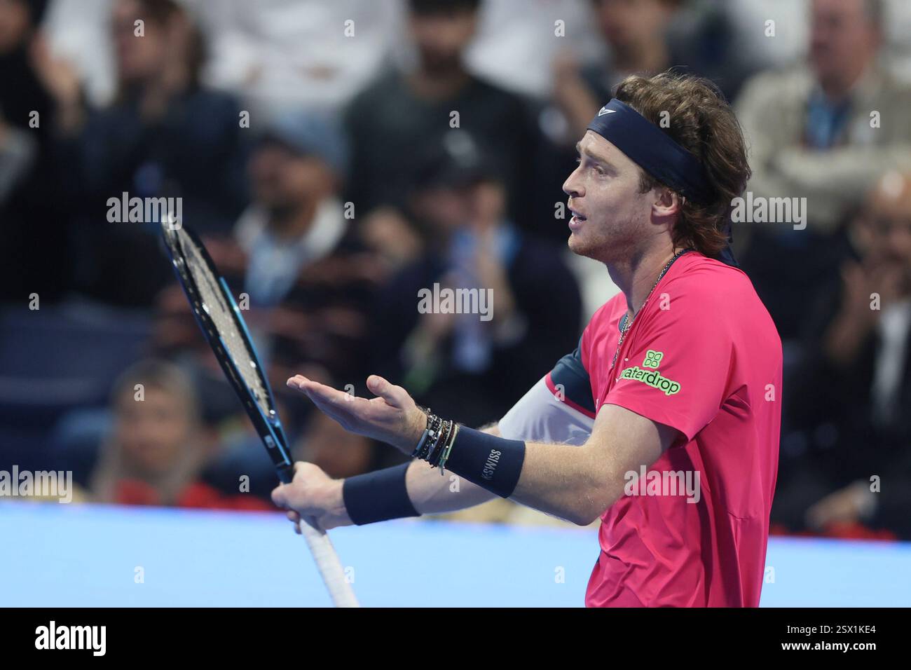 Rublev Doha Russia's Andrey Rublev reacts during the final match of the Qatar Open ...