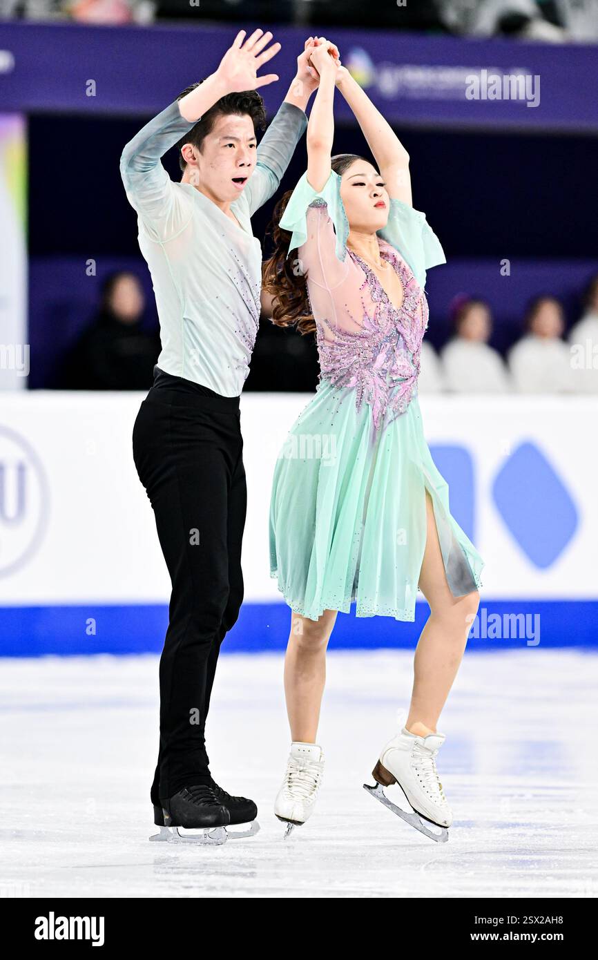 Zixi XIAO & Linghao HE (CHN), during Ice Dance Free Dance, at the ISU Four Continents Figure